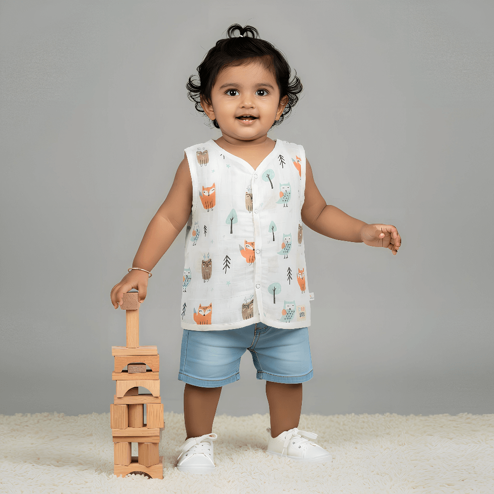 Feather Soft Sleeveless Jhabla – Snaps - Image 5