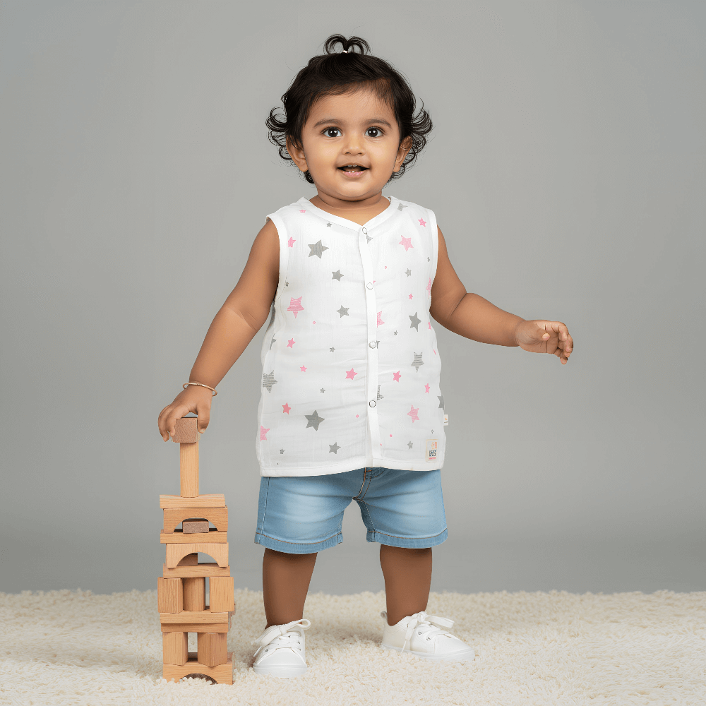 Feather Soft Sleeveless Jhabla – Snaps - Image 4